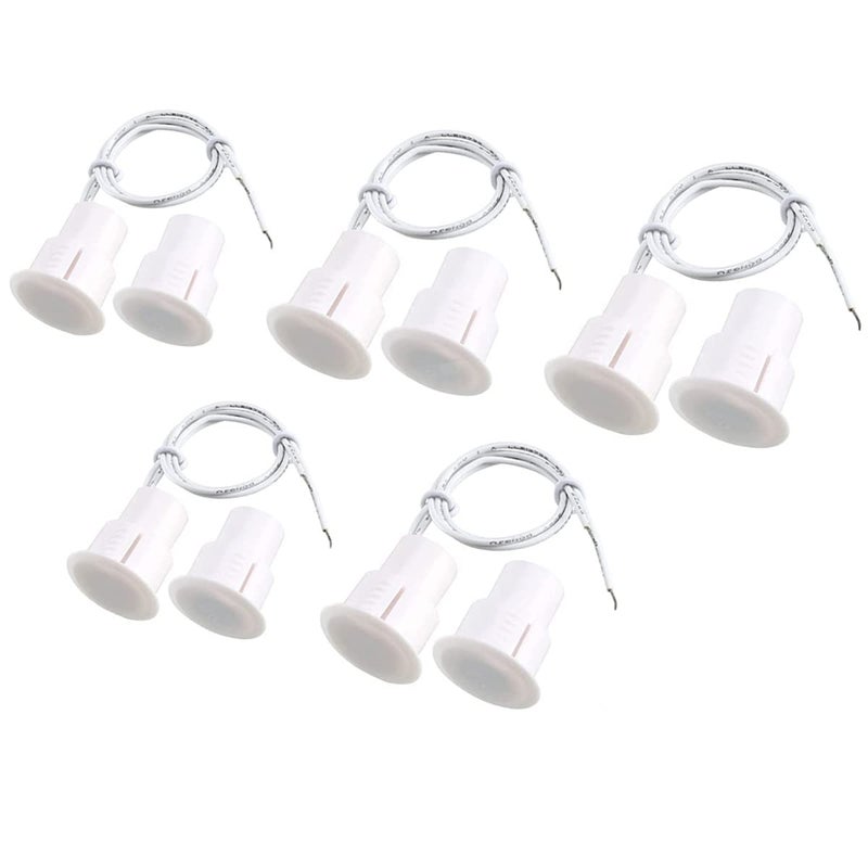JING Magnetic Reed Switch RC-36 NC Recessed Wired Door Window Alarm, Magneti Door Switch, Contact Sensor, for Home Security and Burglar Alarm Magnetic Reed Switch,Sets of 5 (White) - Image 1